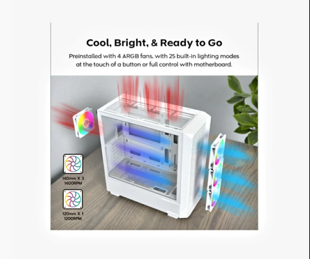 White PC Case with ARGB Fans - photo 4