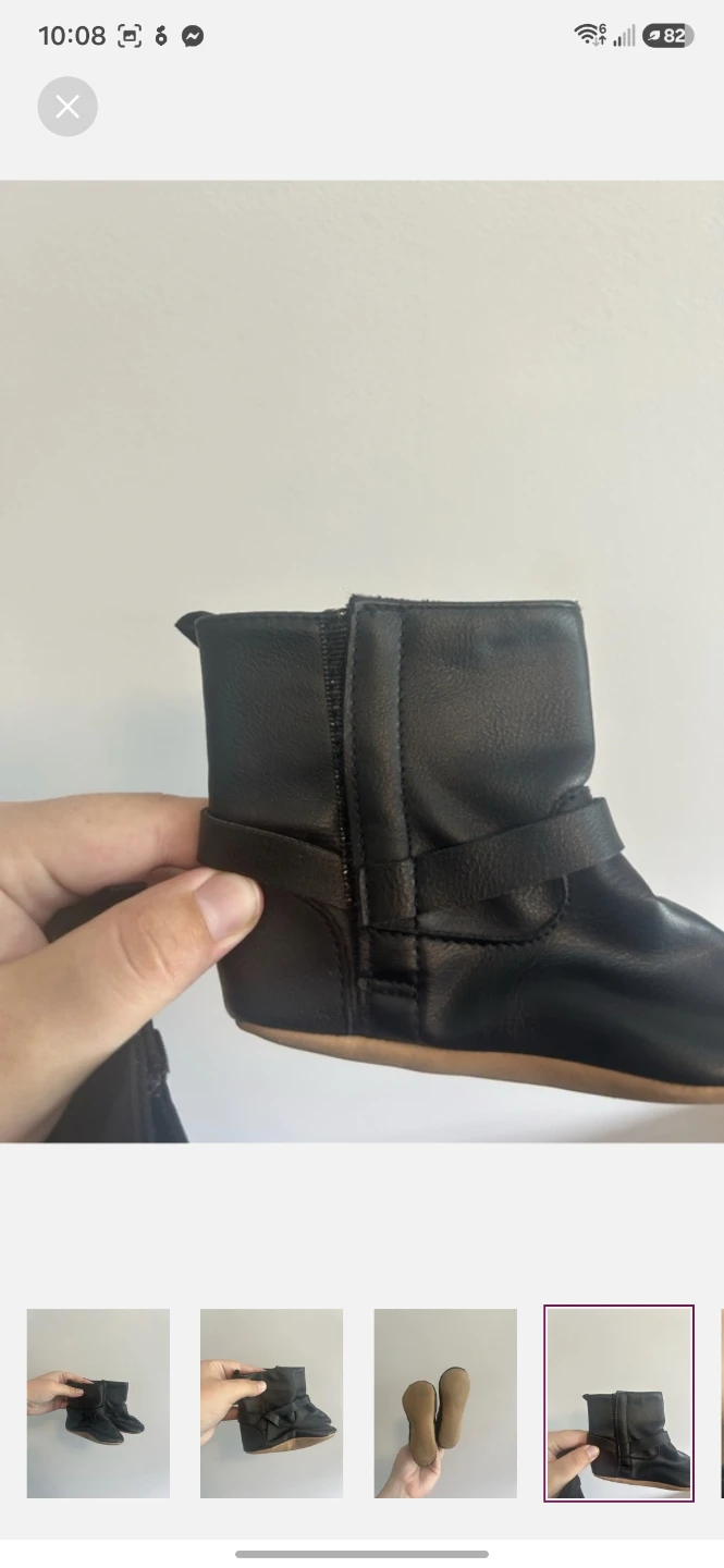 Black Faux Leather Baby Boots - photo 4
