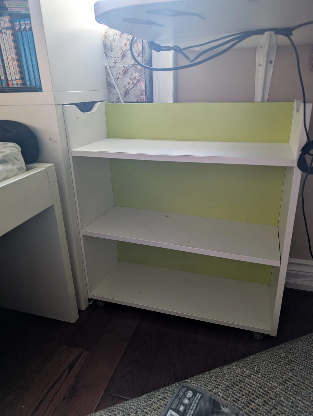 White Twin Bed with Integrated Shelving Unit - photo 3