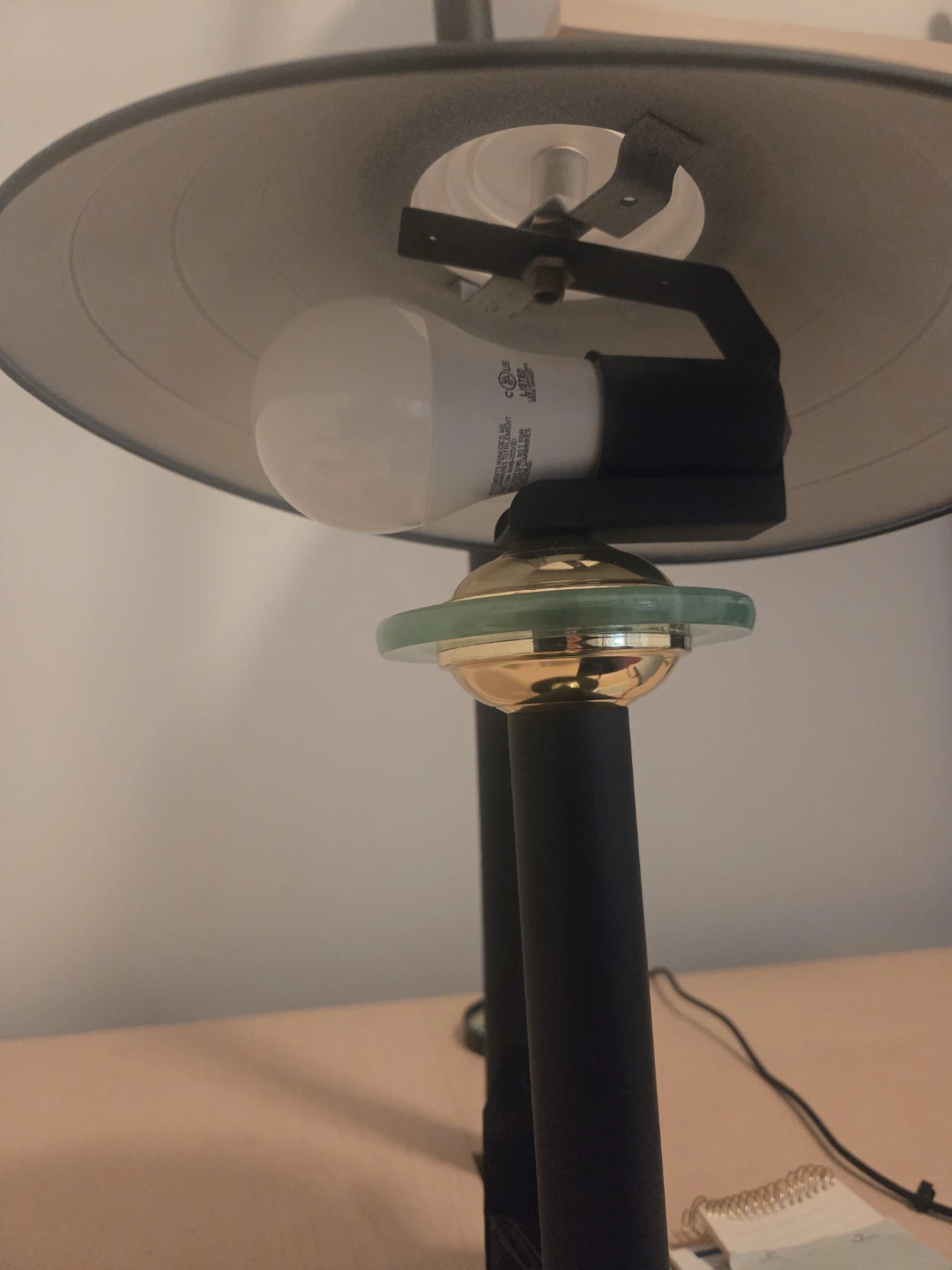 Black Desk Lamp with Brass Accents - photo 2
