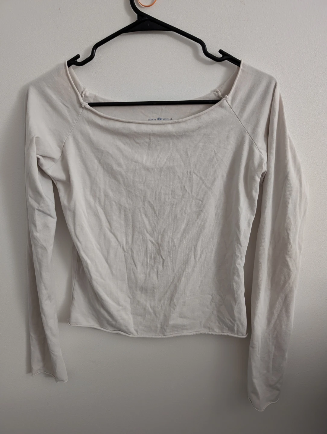 Brandy Melville Cute White Off Shoulder Long Sleeve Top 18"