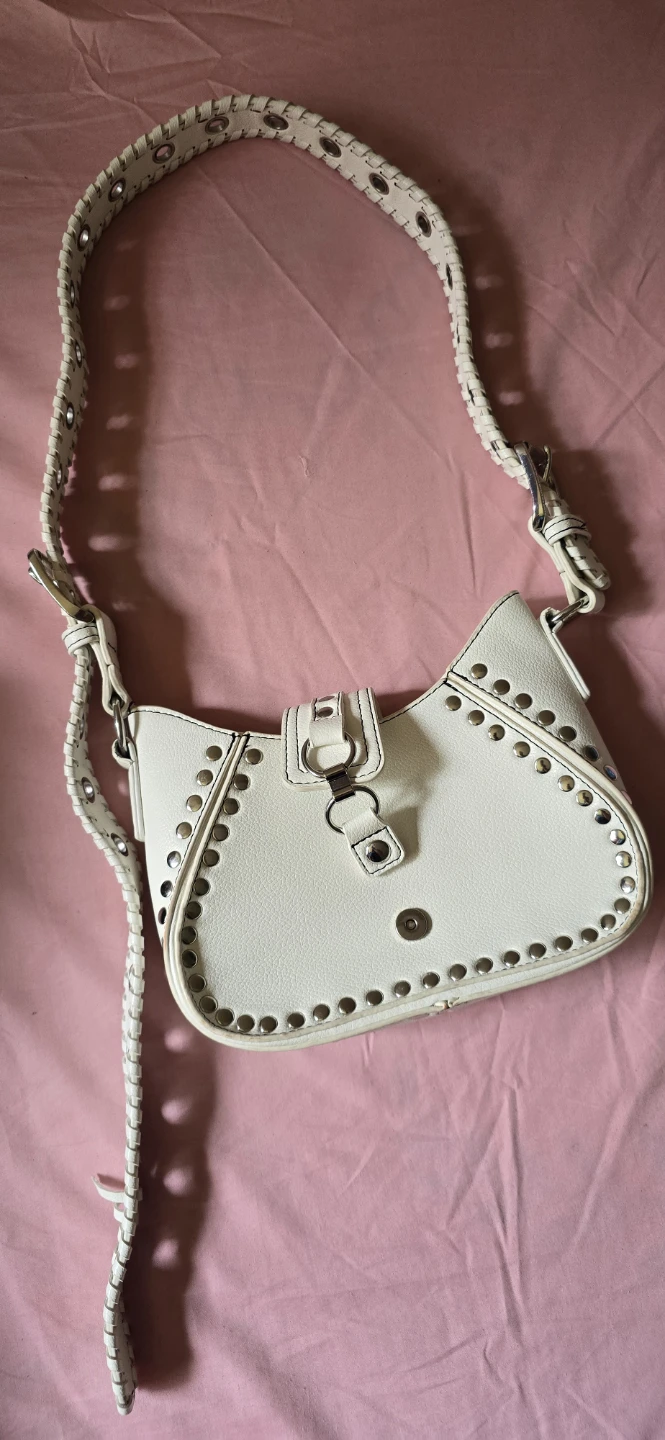 White studded shoulder bag
