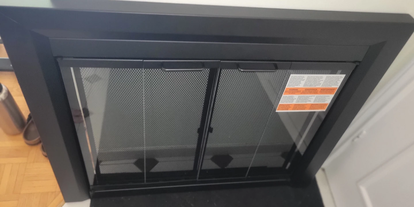 Black Fireplace Screen with Double Doors - photo 3