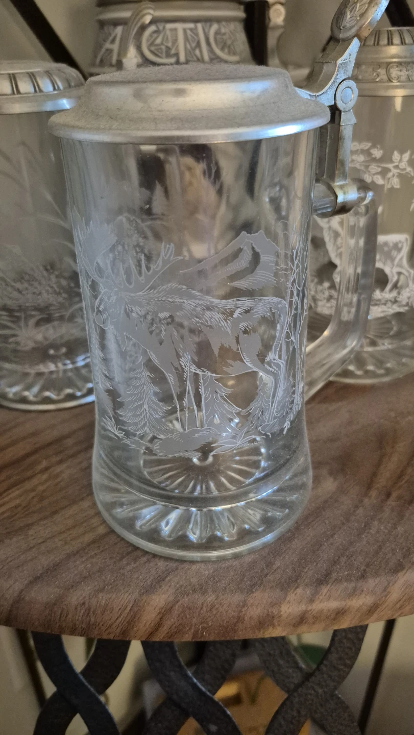 Avon Glass Beer Steins with Etched Wildlife Scenes - photo 2