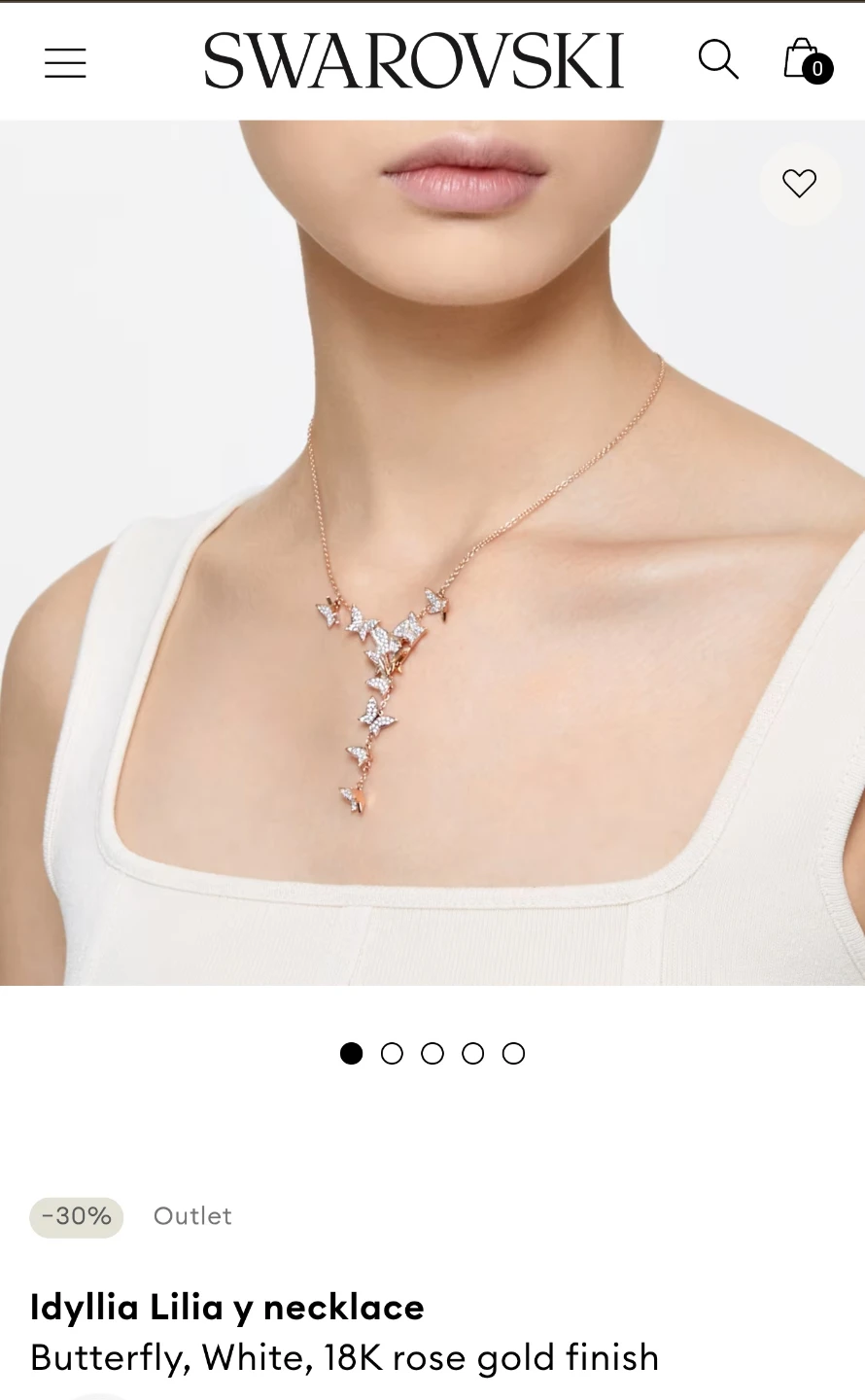 Swarovski Idyllic Lilia y Necklace Butterfly rose gold finish