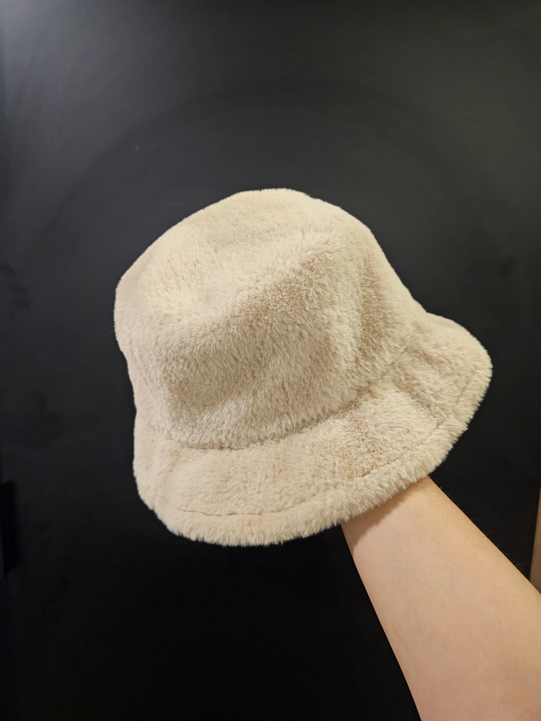 Faux Fur Bucket Hat - Beige - photo 3