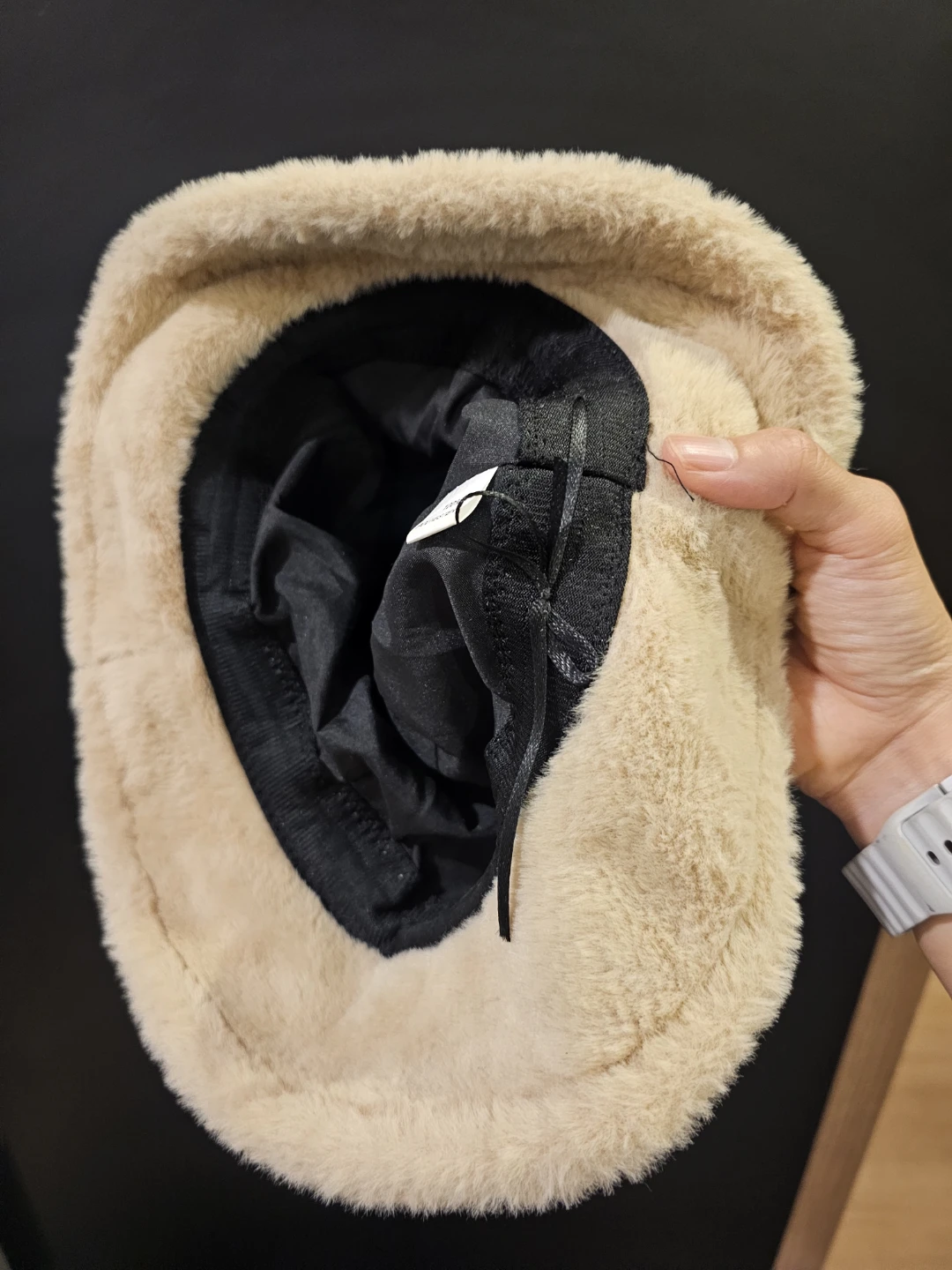 Faux Fur Bucket Hat - Beige - photo 4