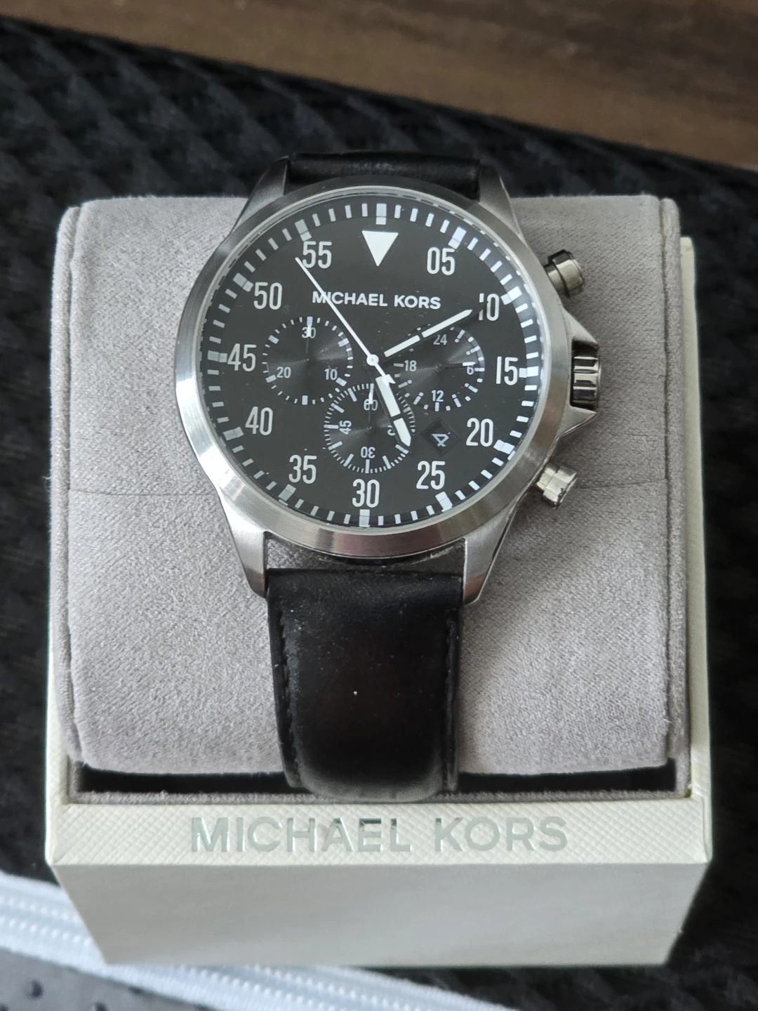 Michael Kors Watch with Black Leather Strap