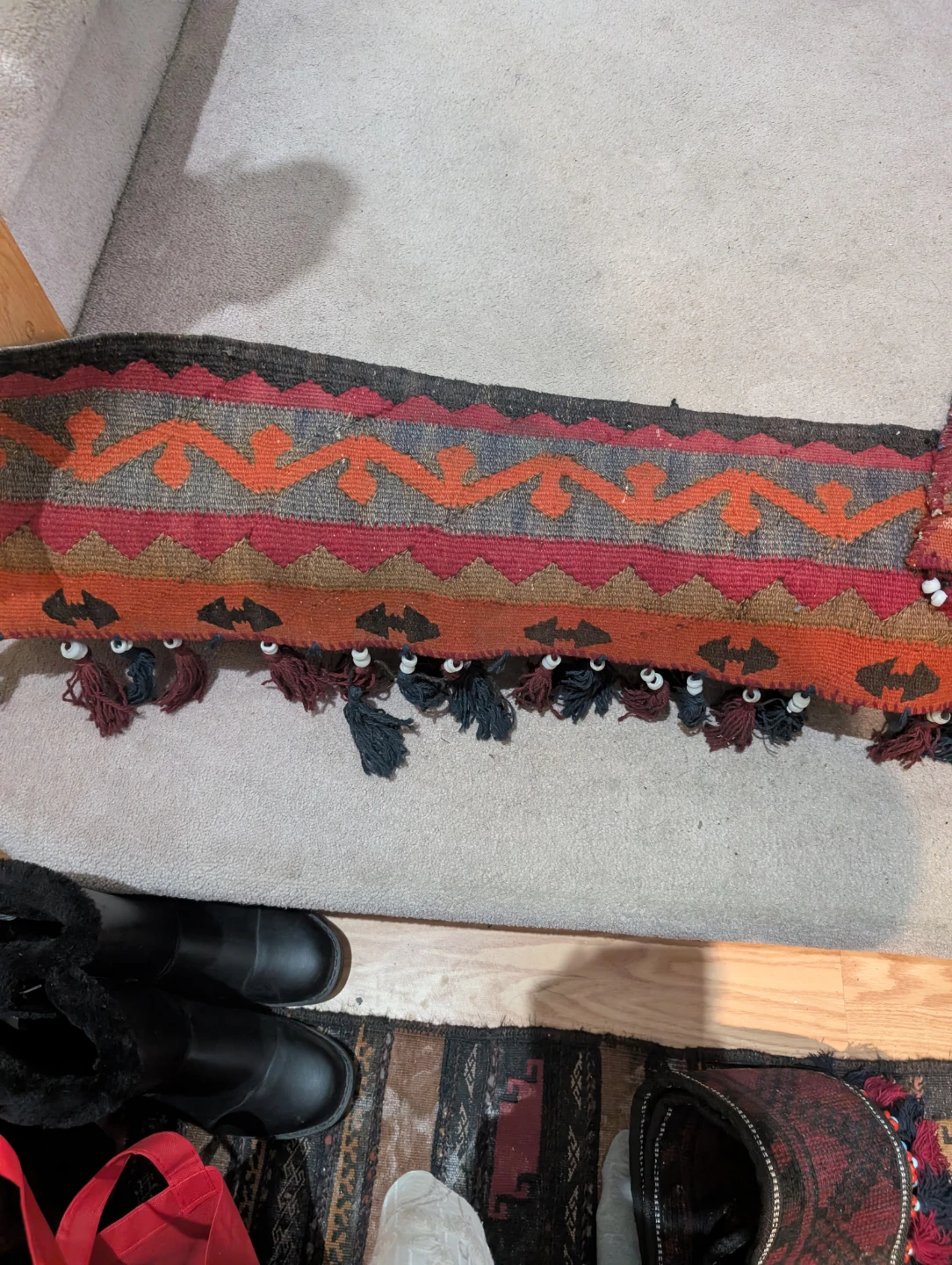 Handwoven Kilim Rug door/ window palmet with Tassels