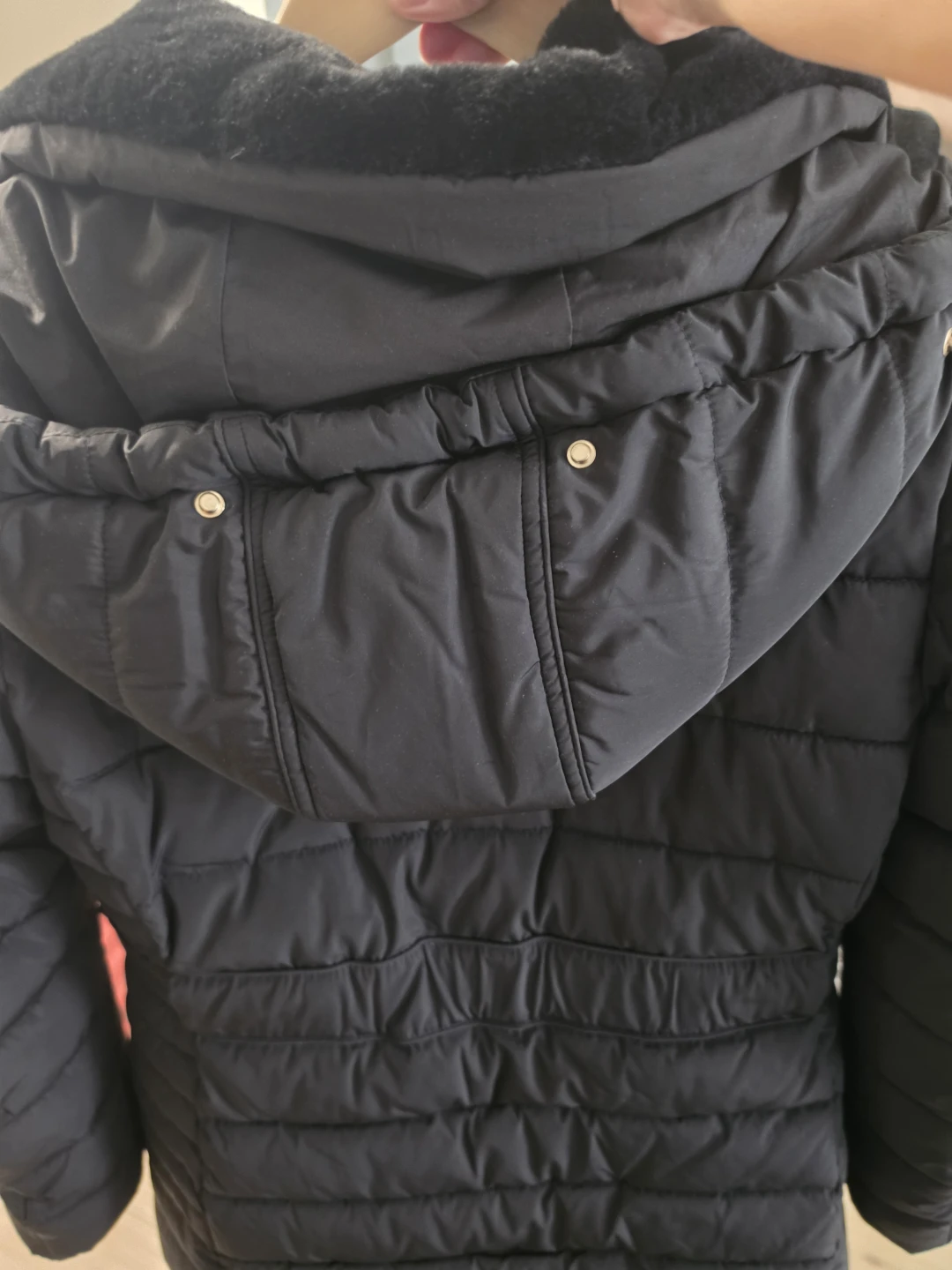 ZARA TRF Black Puffer Coat with Faux Fur Hood - photo 2