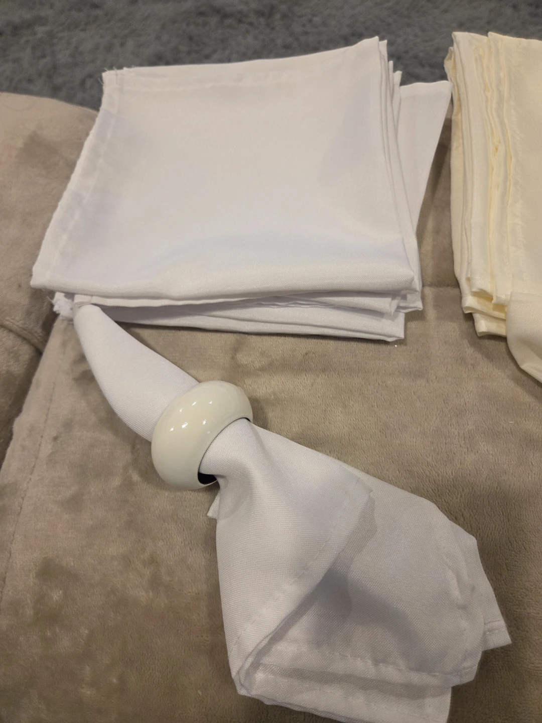 White Cloth Napkins with Napkin Ring