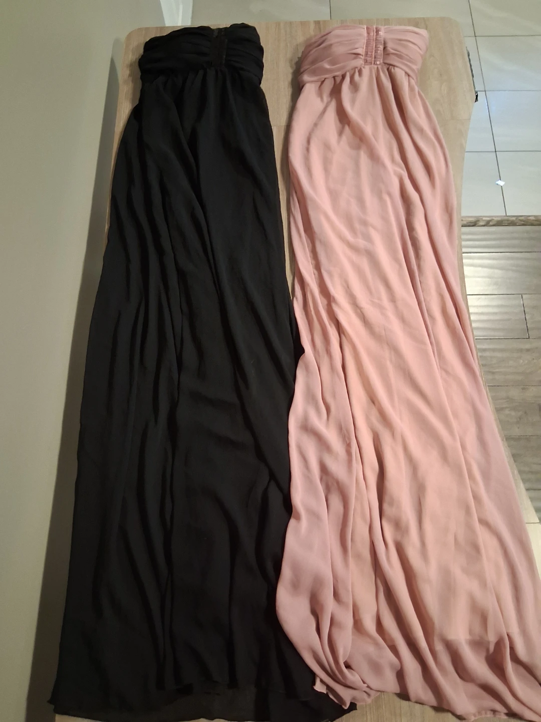 2 strapless gowns