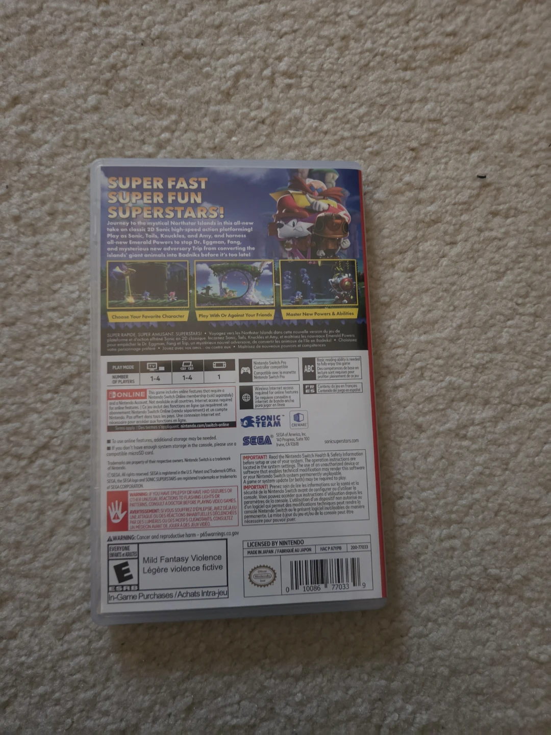 Nintendo Switch Sonic Superstars Video Game - photo 5