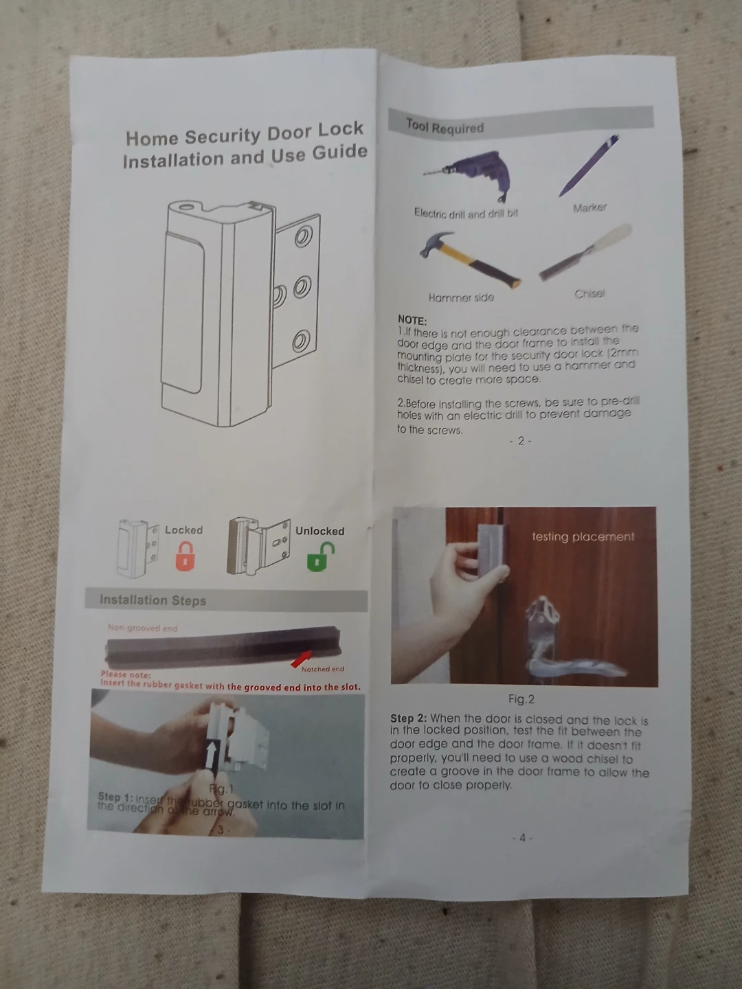 2pcs Home Security Door Lock Installation Kit - photo 3