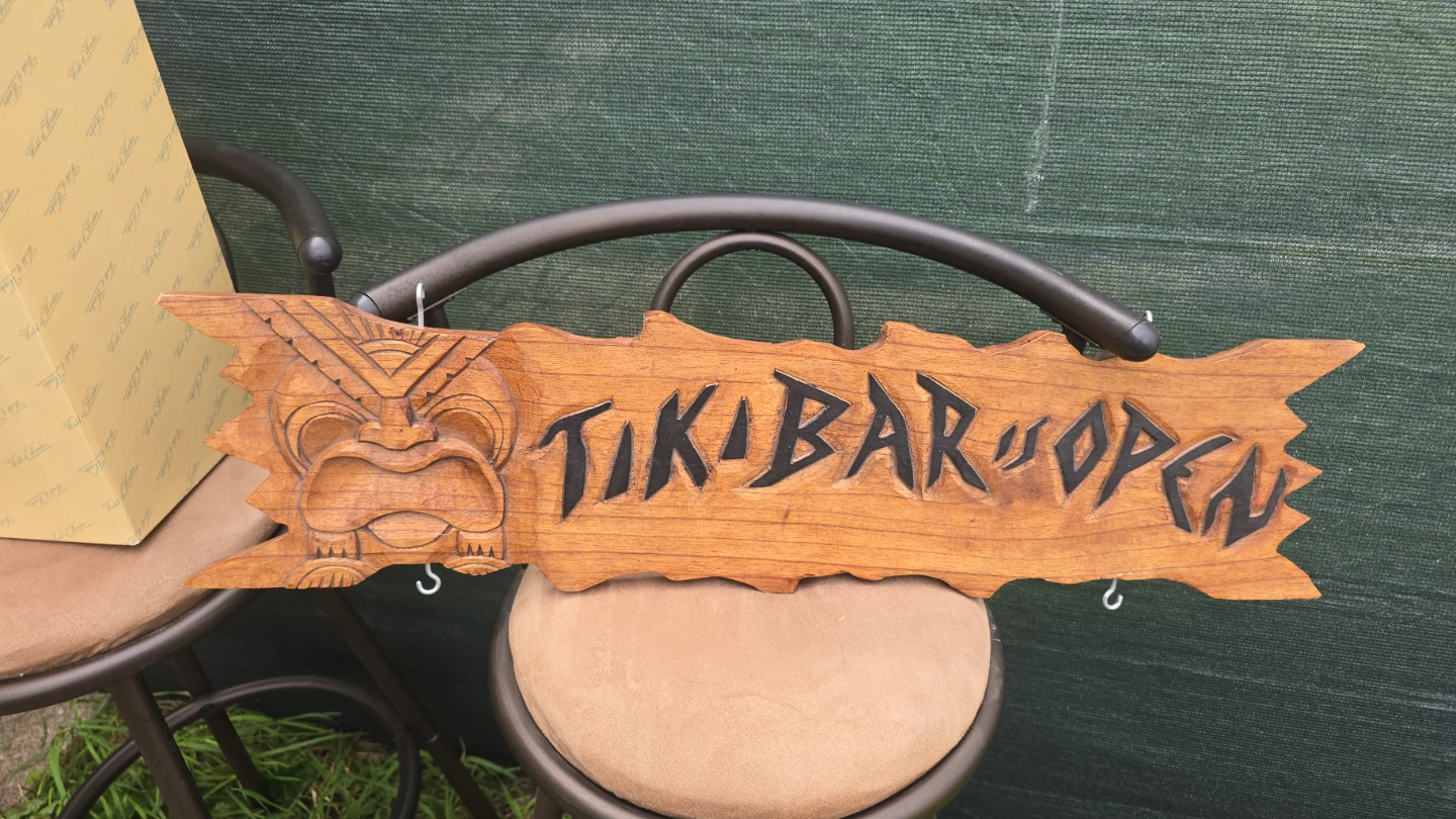 Carved Wooden Tiki Bar Open/Closed Sign
