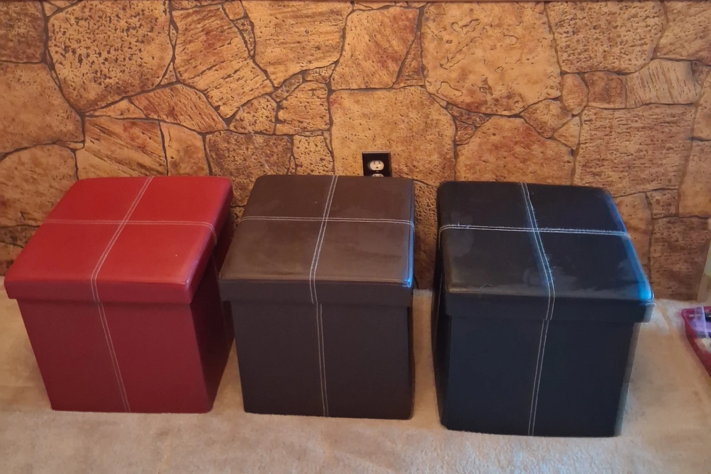 Collapsible Storage Ottoman Footstool Faux Leather