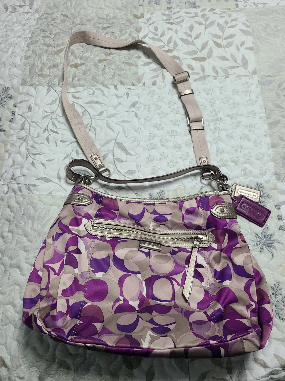 Coach Shoulder Bag - Purple Floral Pattern
