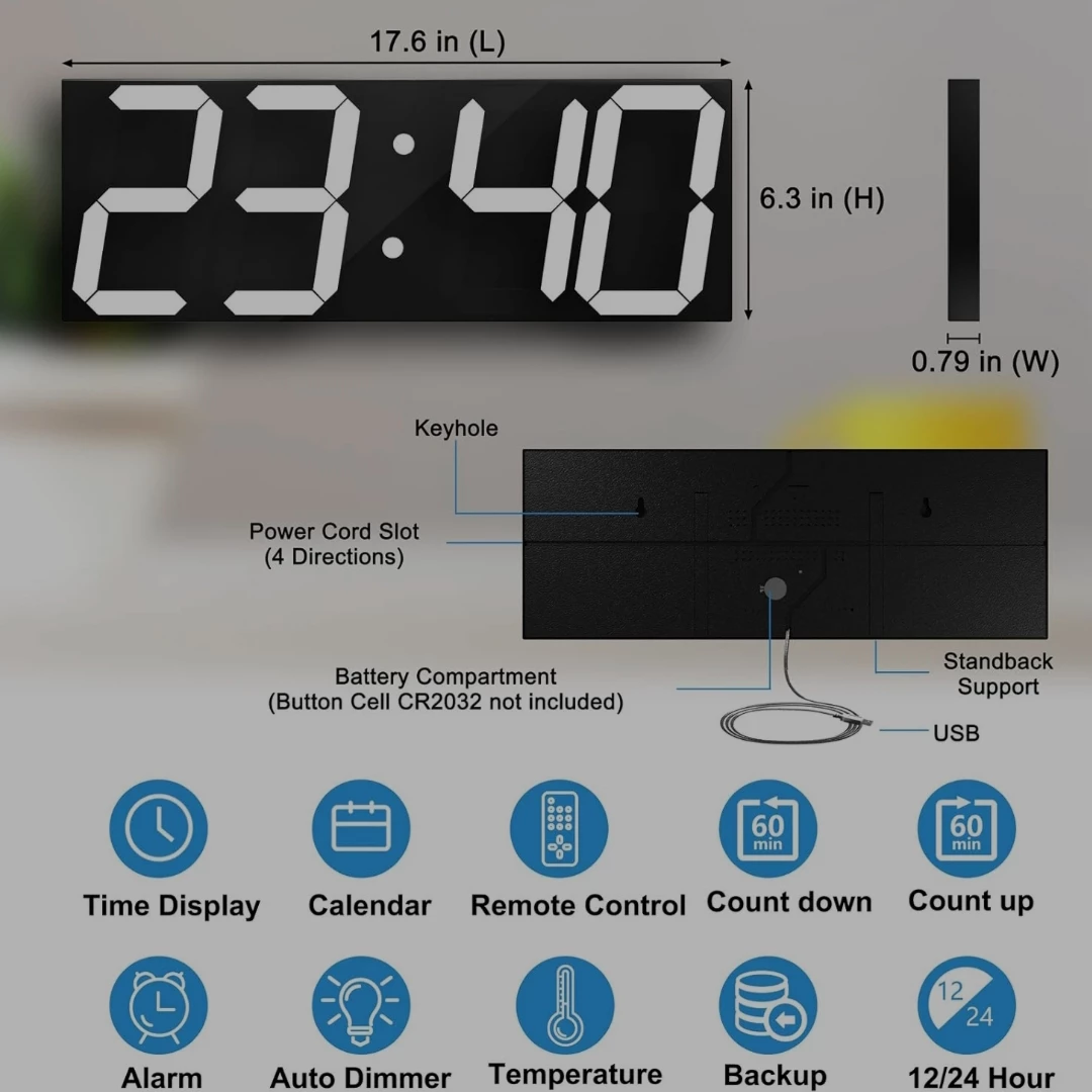 18" DIGITAL LED CLOCK - photo 5