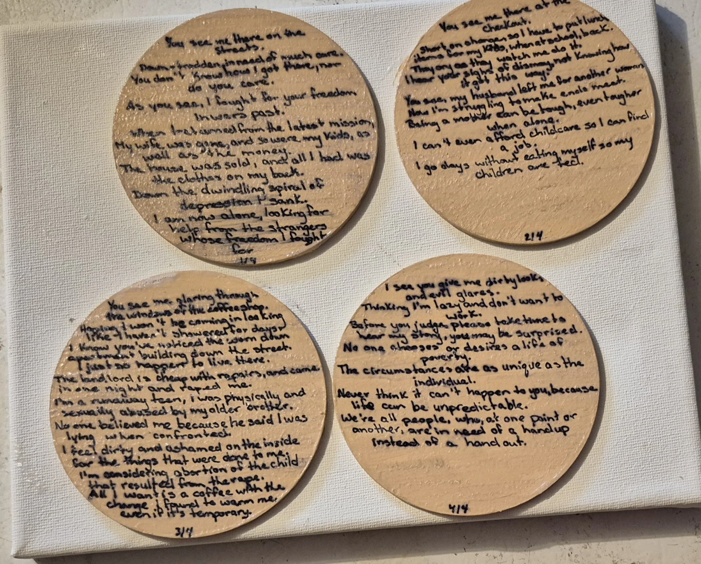 Set of 4 Hand-Painted Eye Art Wood Coasters - photo 2