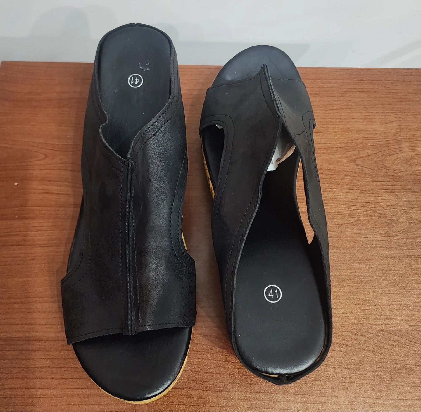 Black Wedge Sandals Size 41 - photo 2