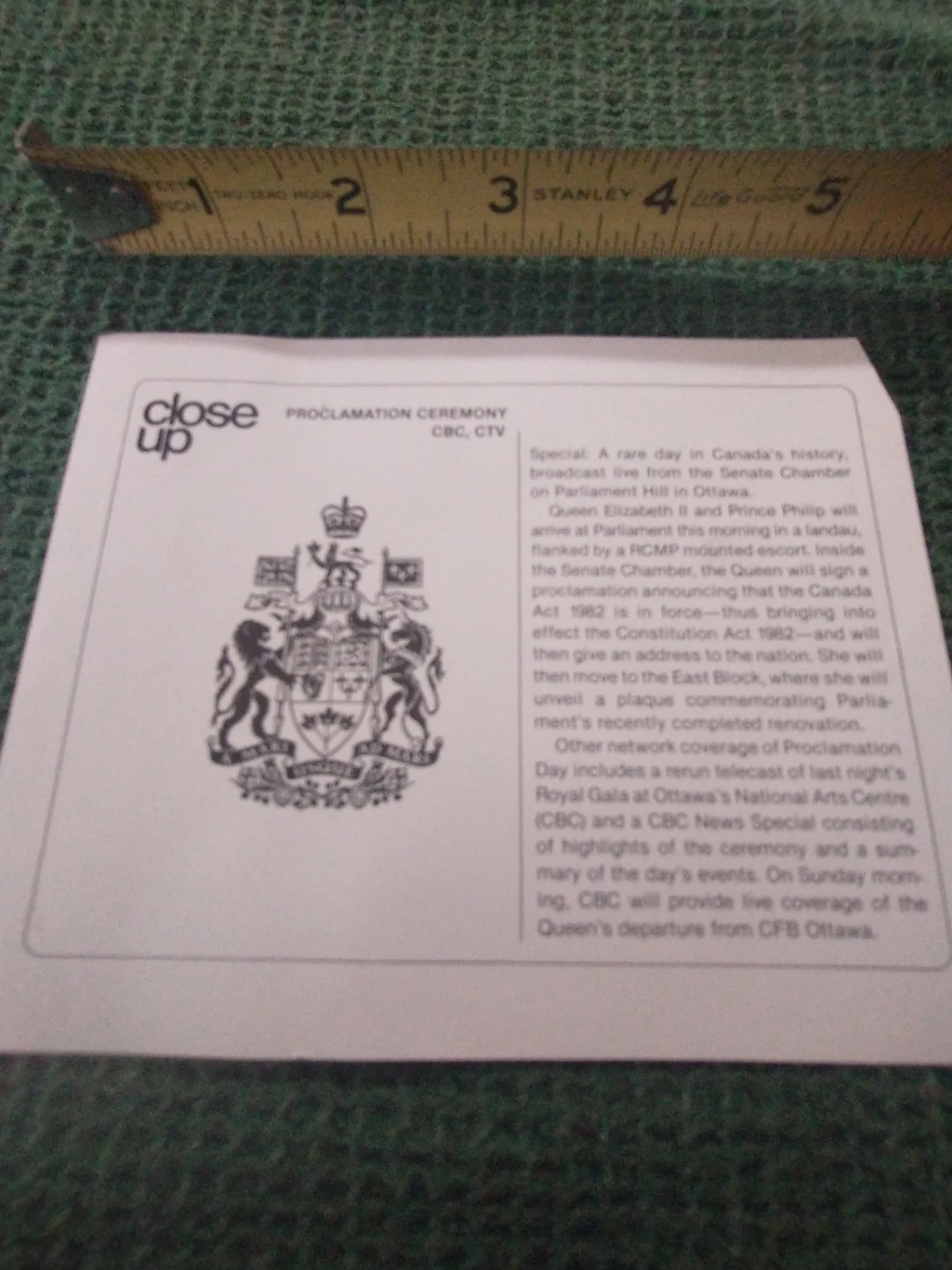 1982 TV Guide Proclamation Day Souvenir Card - photo 3