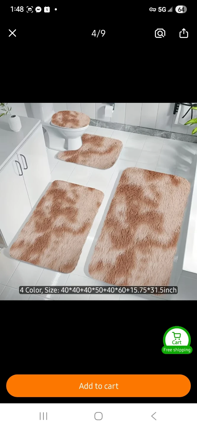 NEW 4-Piece Shaggy Bath Mat Set 🚿 - photo 3