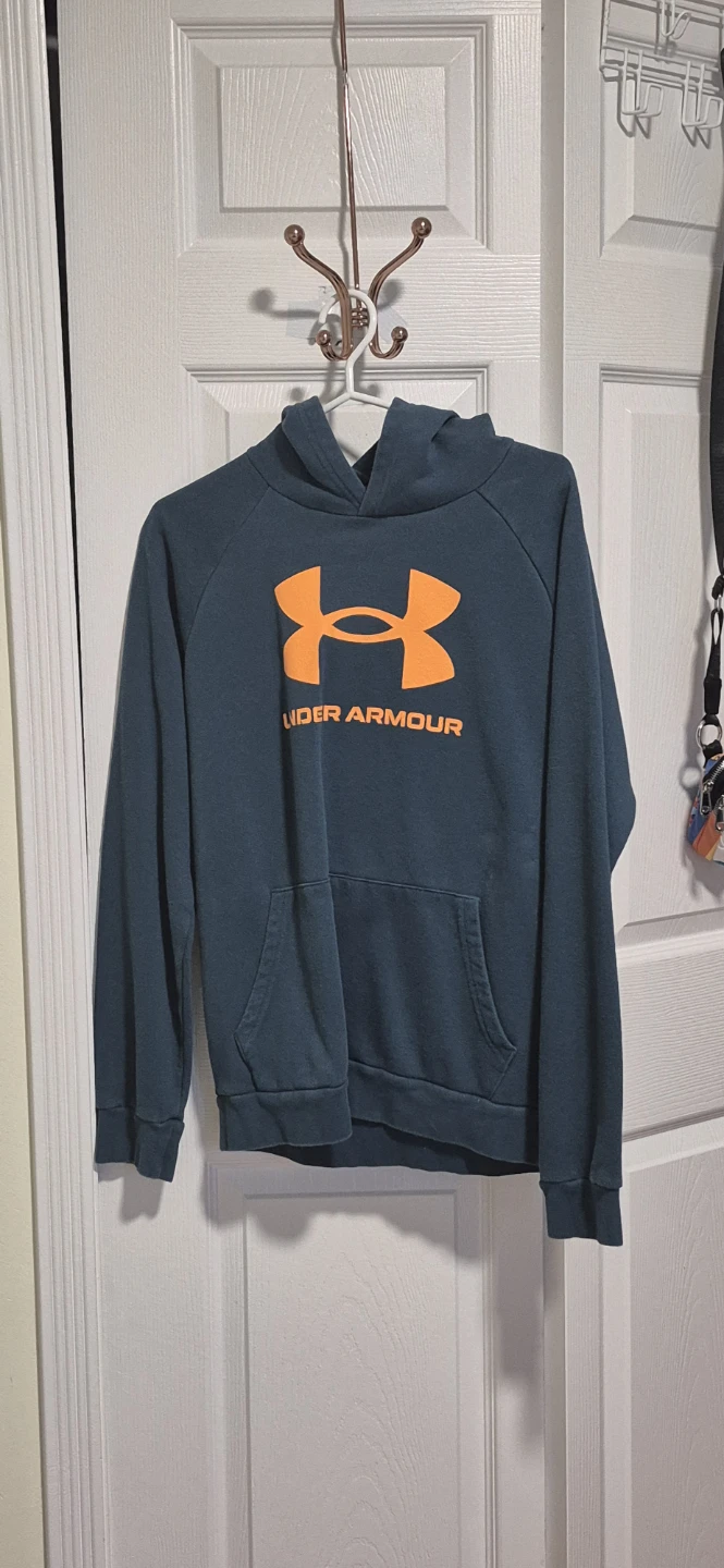 Under Armour Hoodie Youth YXL Orange Logo Teal
