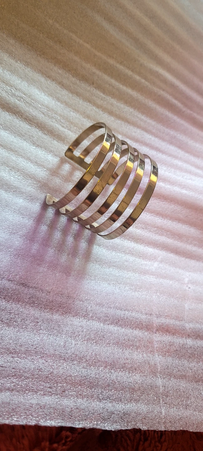 Silver tone multi-band cuff bracelet - photo 2