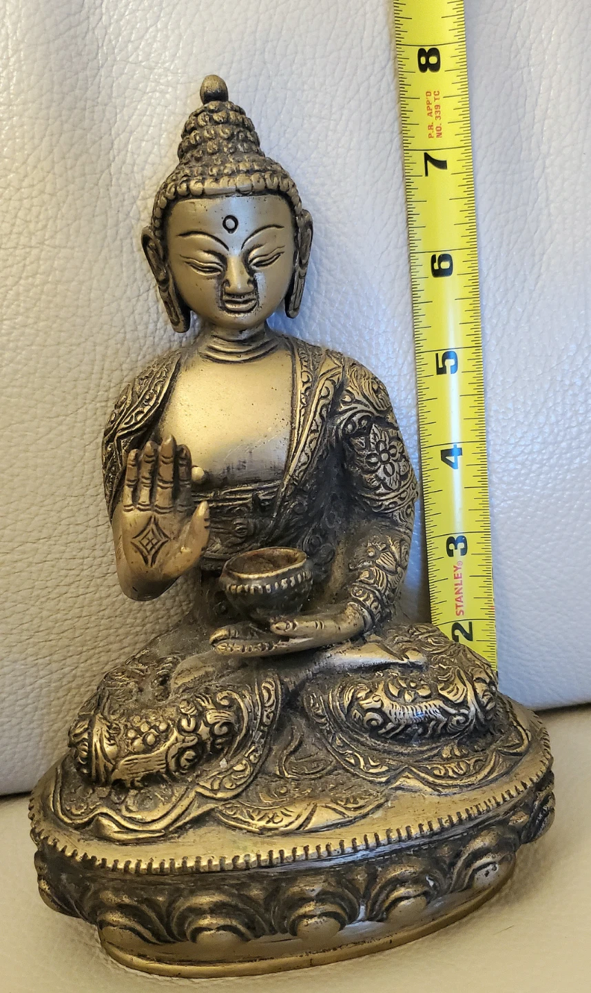 8" Tall Vintage Brass Buddha Statue - photo 3