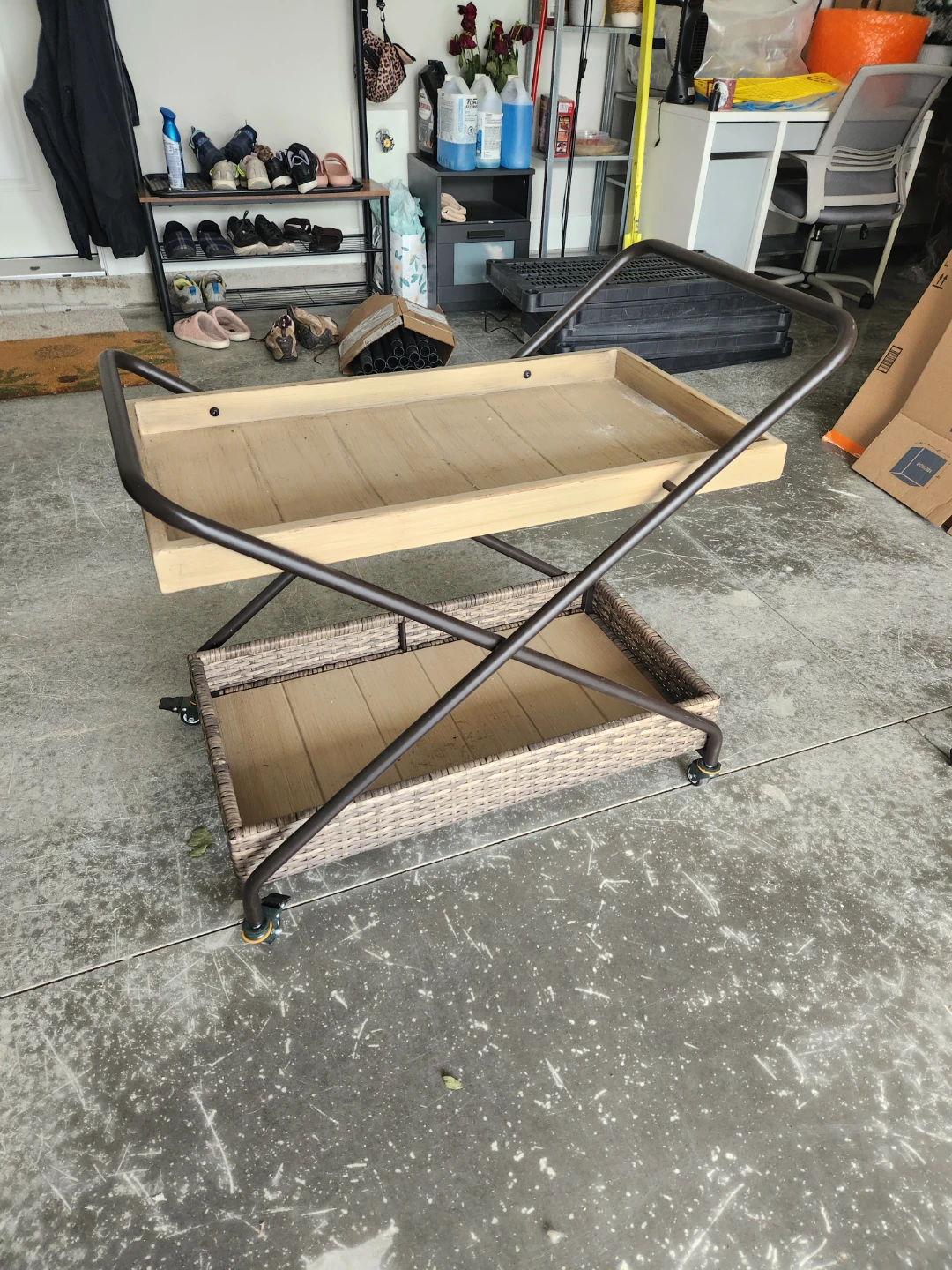 Two-Tier Serving Cart with Wheels