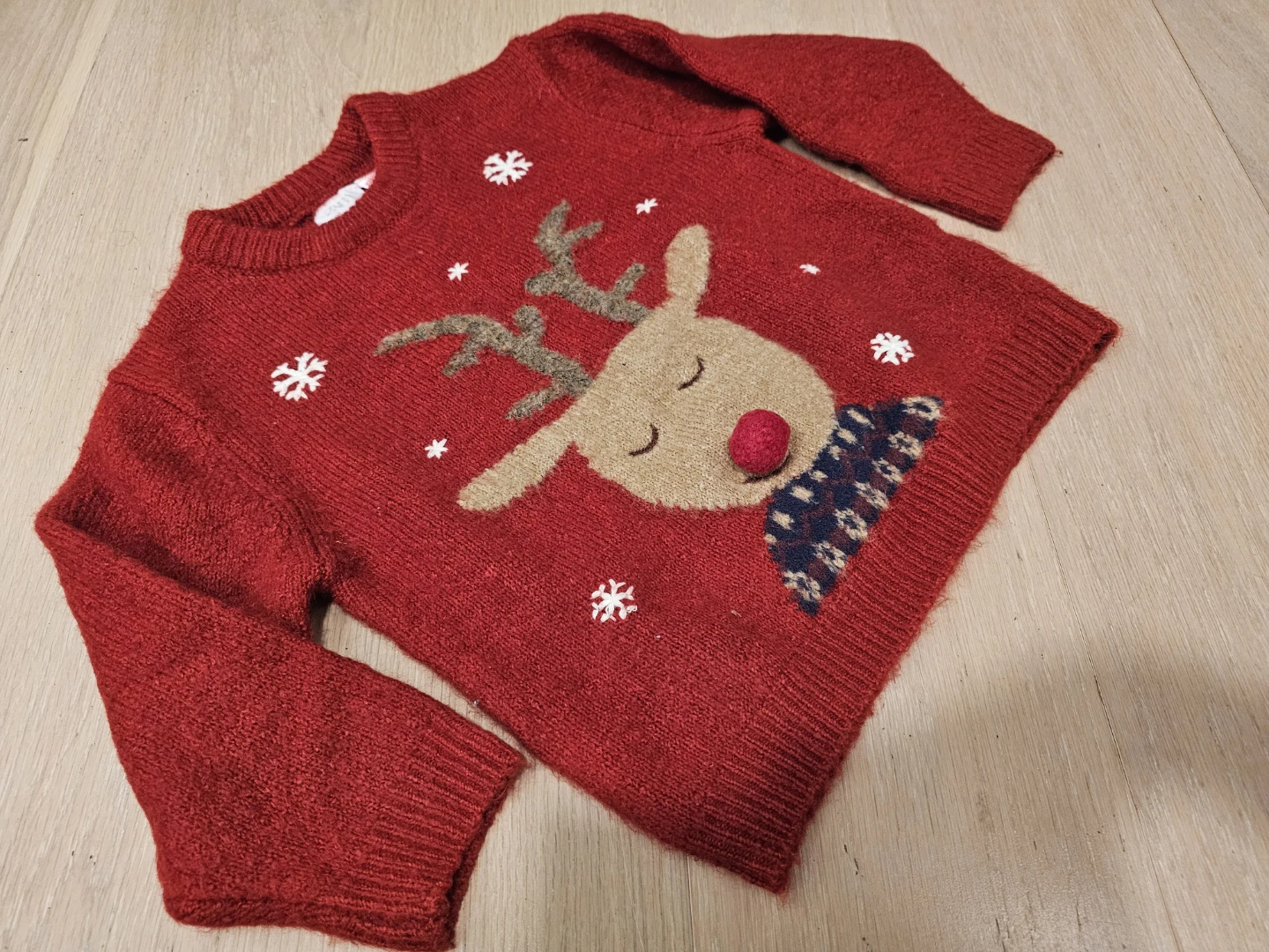 Zara Kids Christmas Reindeer Sweater Red