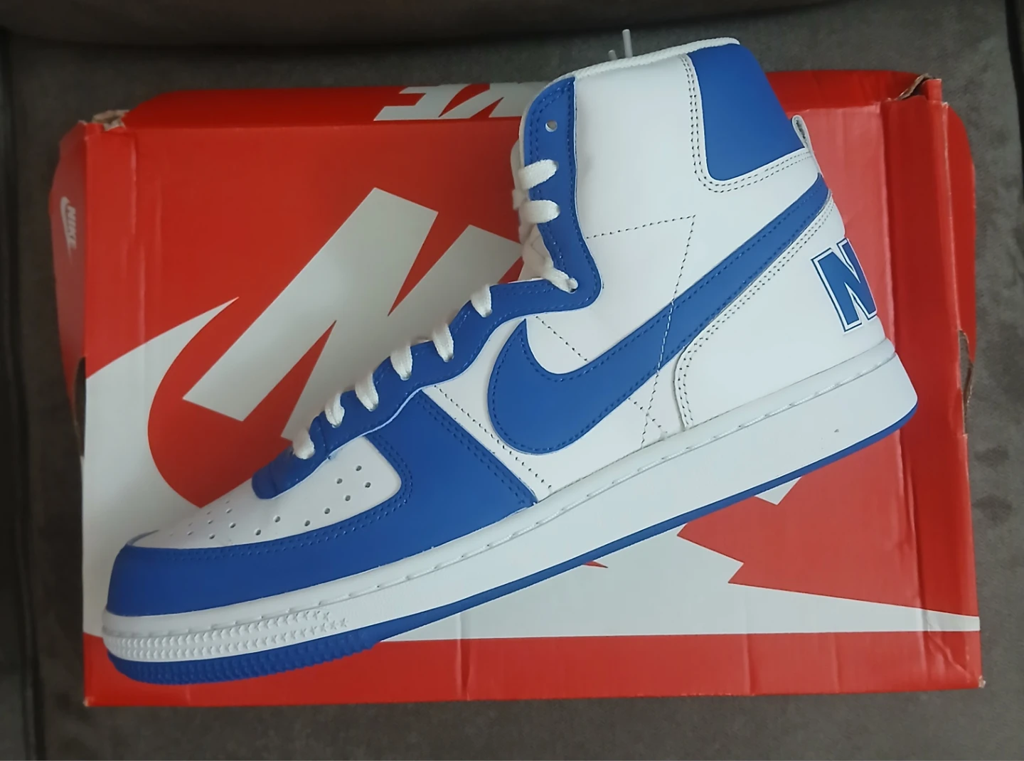 Nike High Top "Terminator" Sneakers - White/Blue (Size 11)