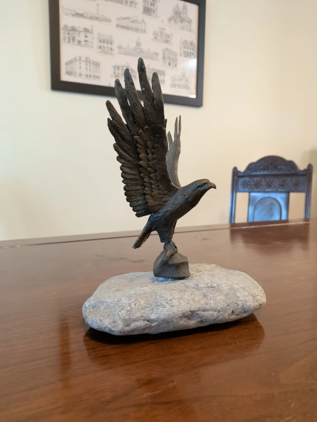 Bronze Eagle Statue on Rock - photo 2