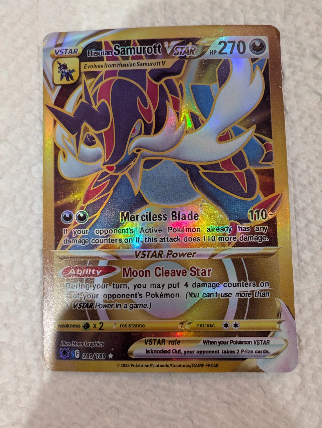 Pokemon Hisuian Samurott VSTAR  209/189 VStar - photo 3