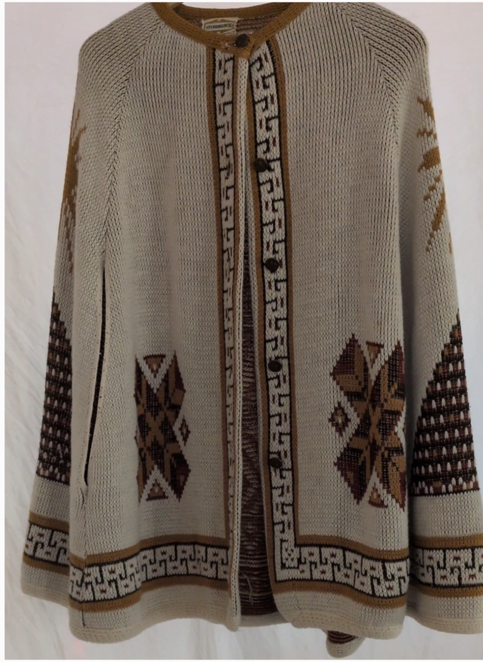 Sturbridge Acrylic Geometric Print Poncho