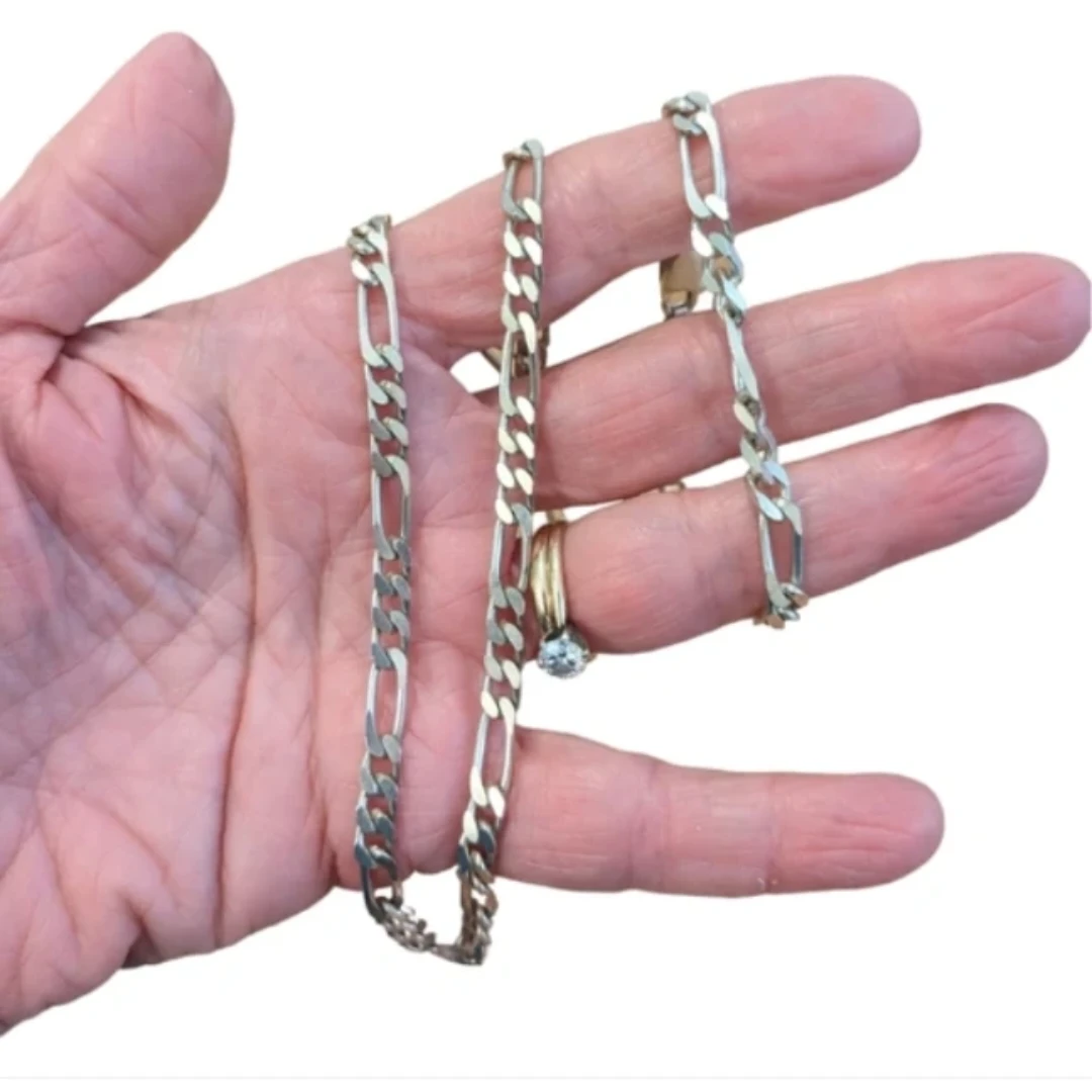 Vintage Figaro Sterling Silver 925 Italy  Diamond-Cut Links - photo 2
