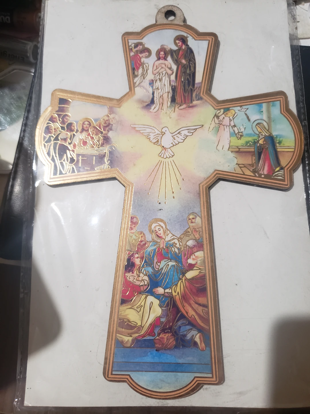 Religious Wall Cross with Holy Spirit Imagery