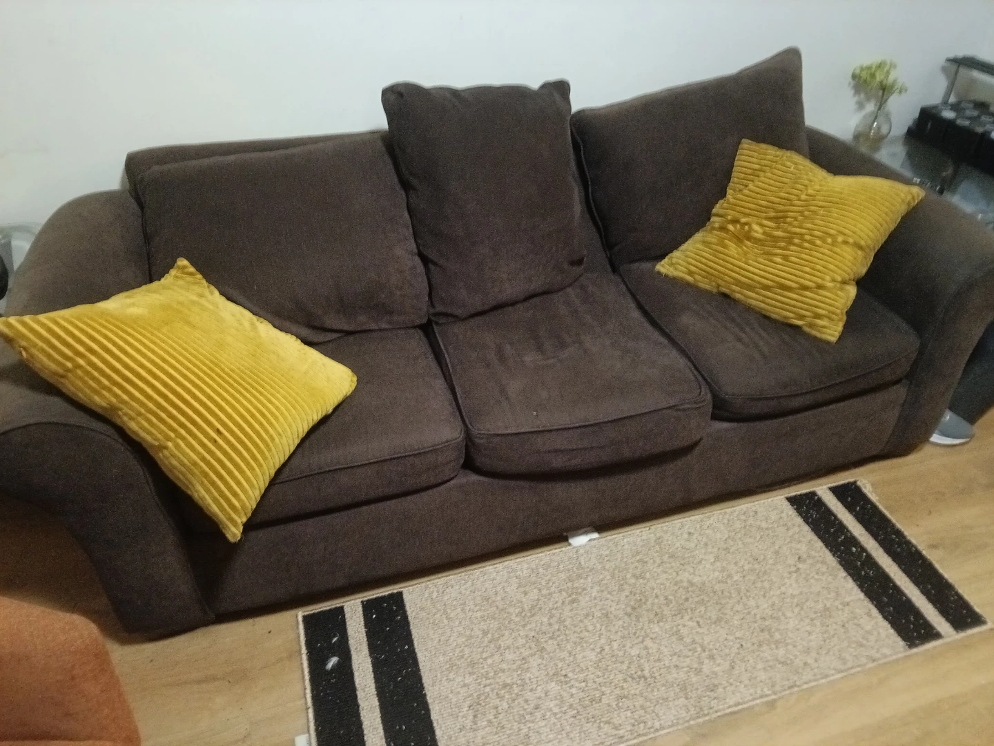 Dark Brown Three Seater Sofa