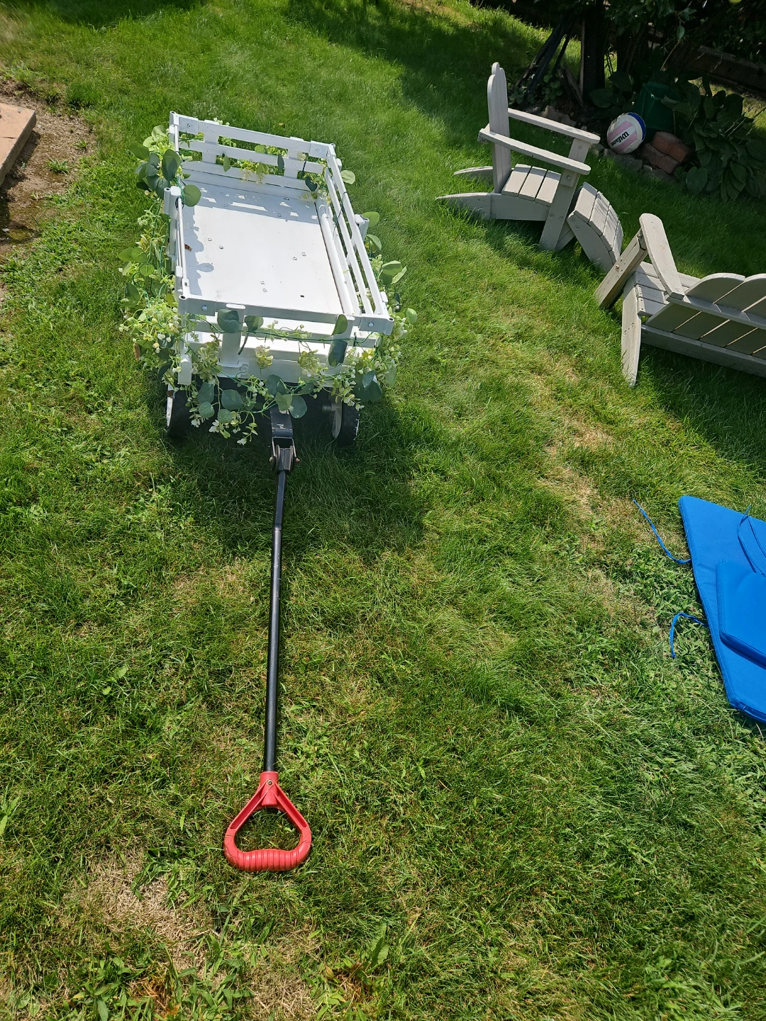 White Garden Wagon with Faux Greenery