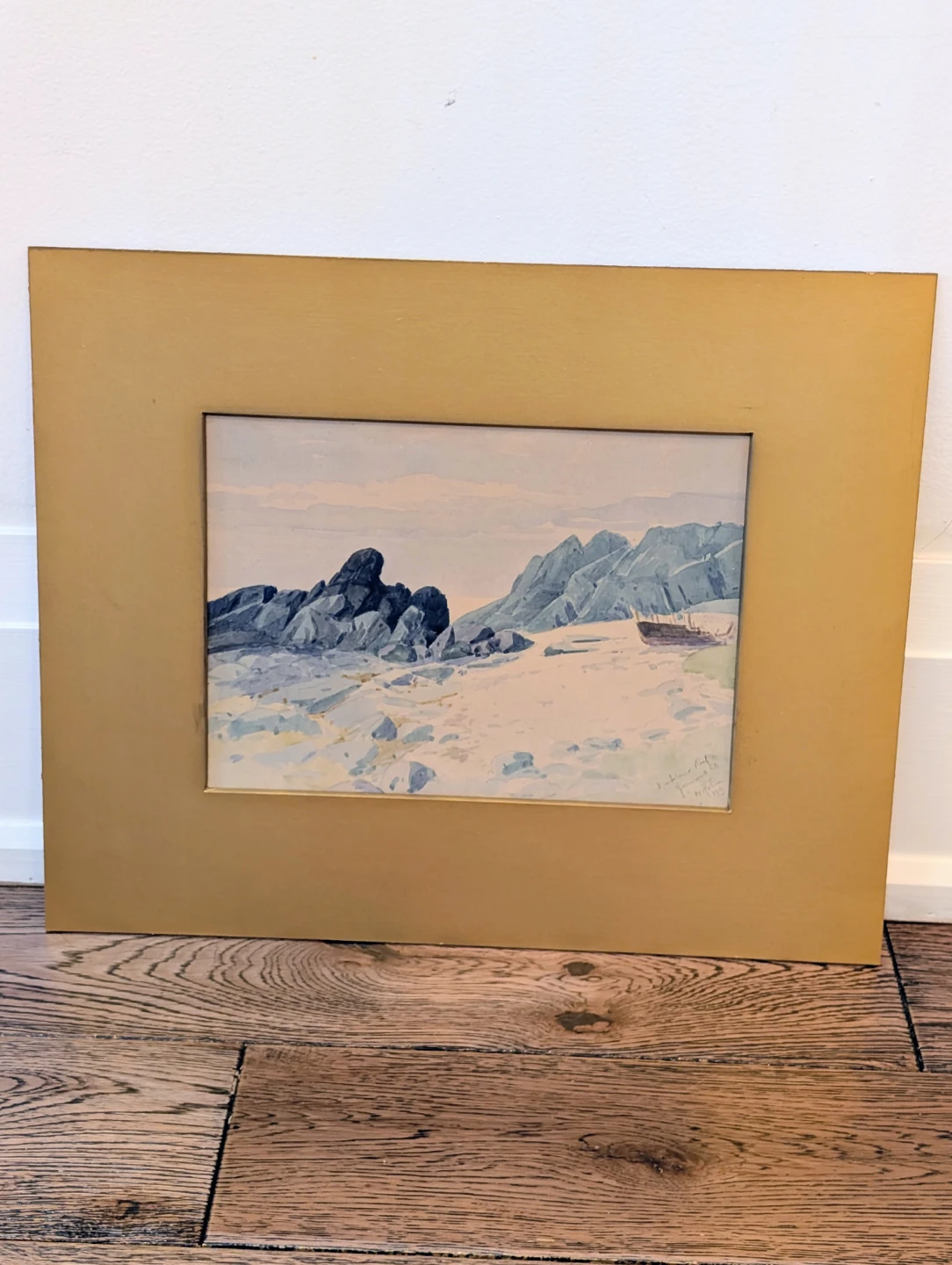1916 watercolor painting Maitland Reef, Yarmouth NS by W. Robin