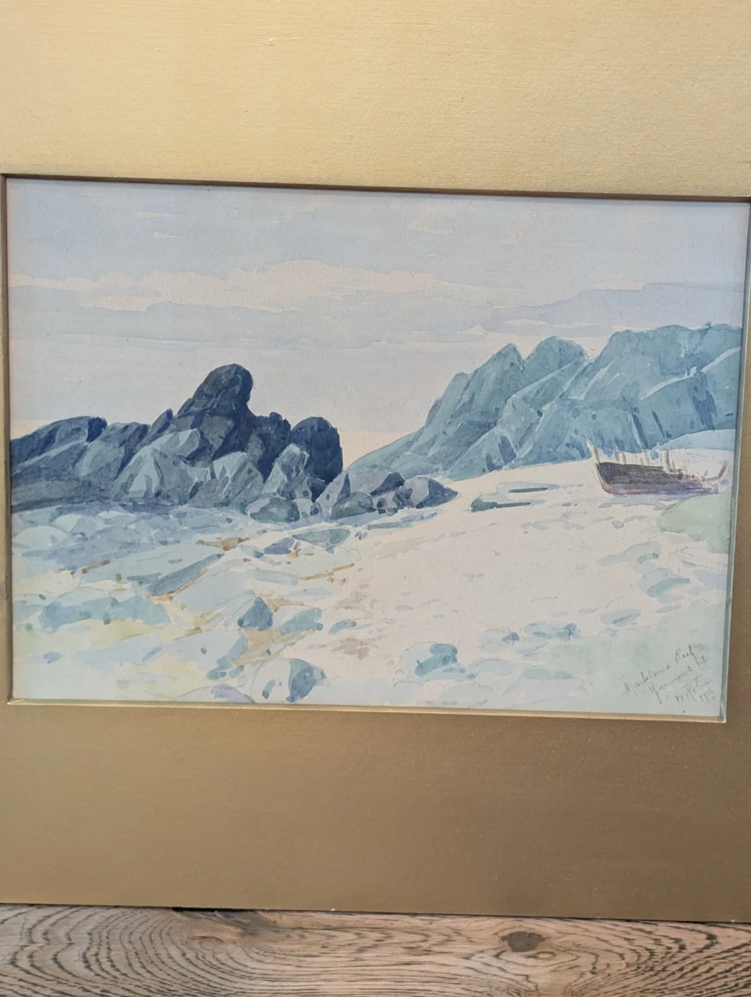 1916 watercolor painting Maitland Reef, Yarmouth NS by W. Robin - photo 2