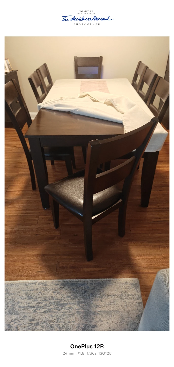 Dark Brown Wood Dining Set with 6 Chairs - photo 4