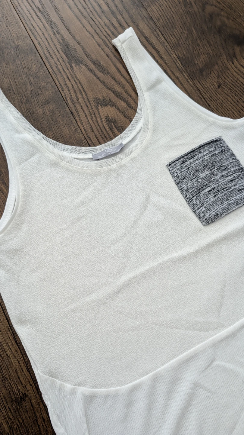 ZARA White Tank Top with Pocket - size S - photo 3