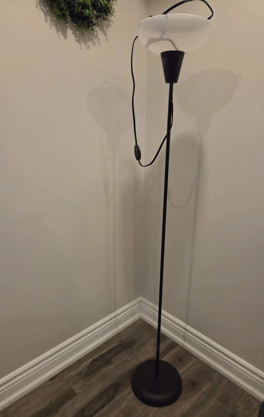 Black Floor Lamp with White Bowl Shade - photo 2