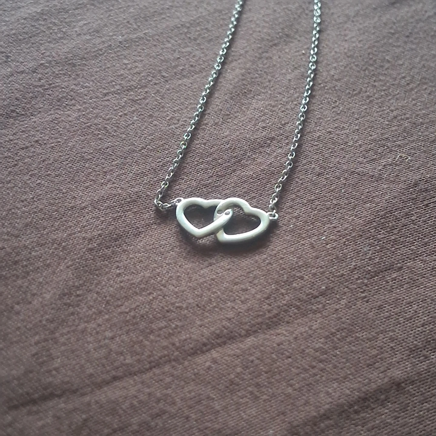 Double Heart Silver Necklace
