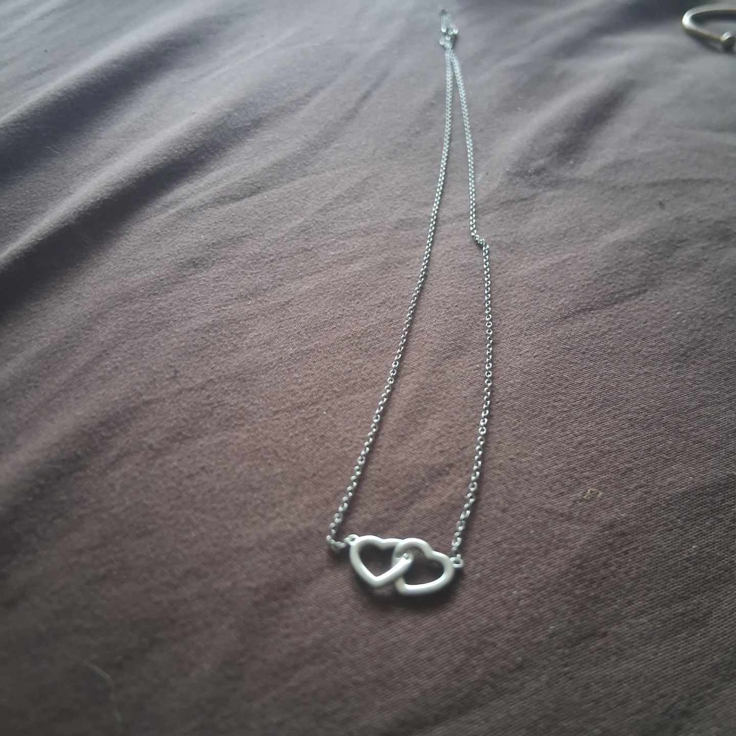 Double Heart Silver Necklace - photo 2