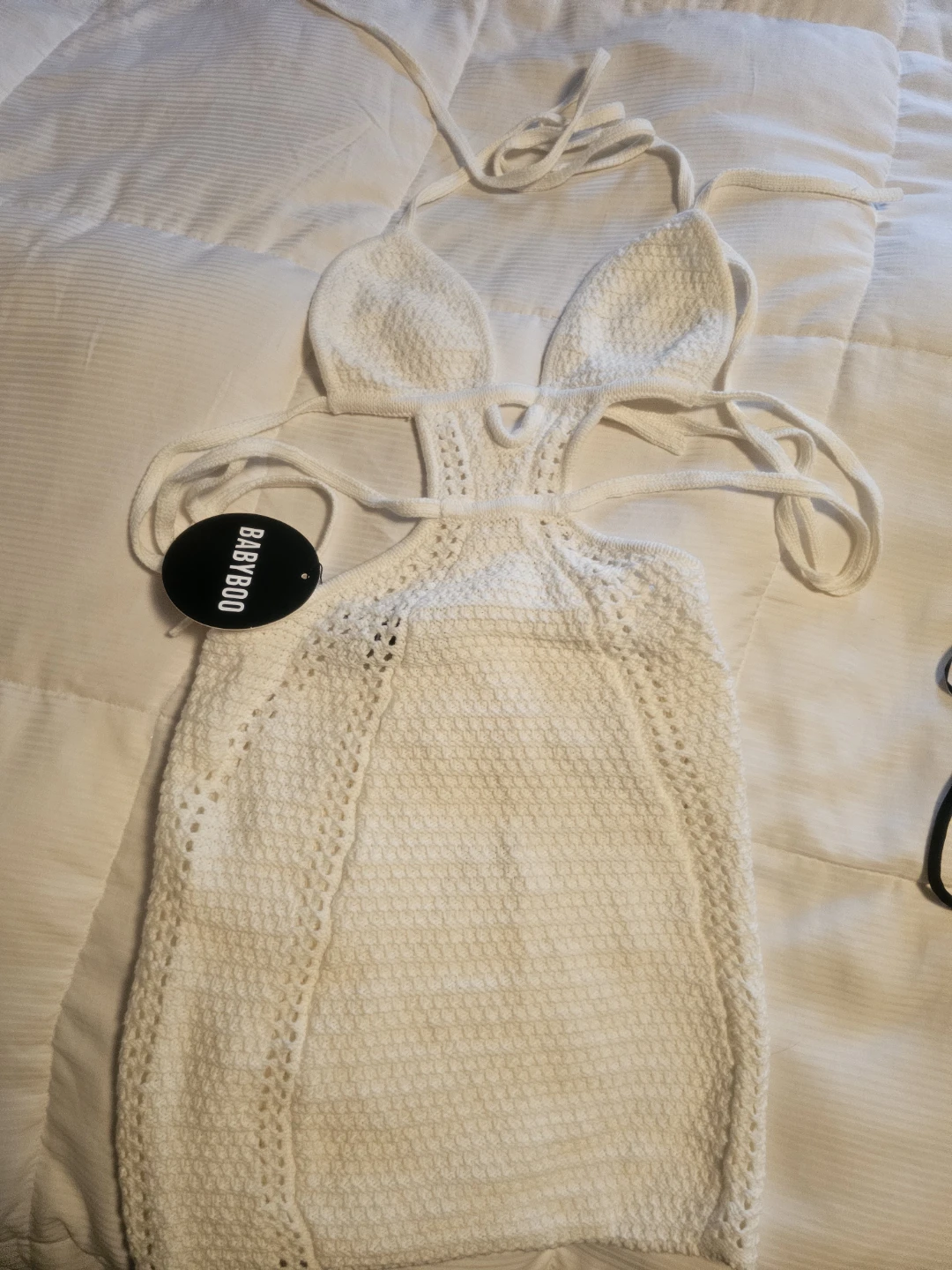 BABYBOO White Crochet Mini Dress