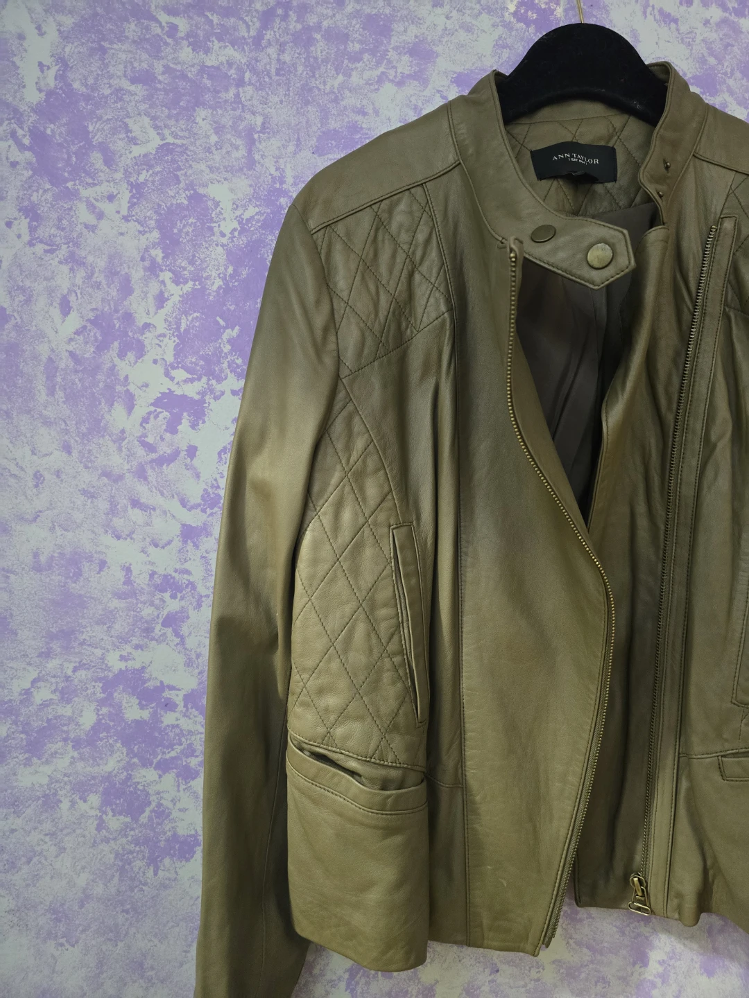 Ann Taylor Brown Genuine Leather Moto Jacket - photo 3