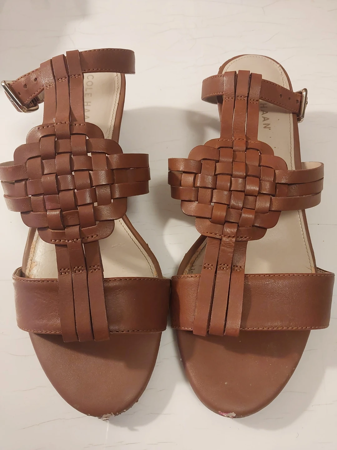 Cole Haan Brown Woven Leather Sandals