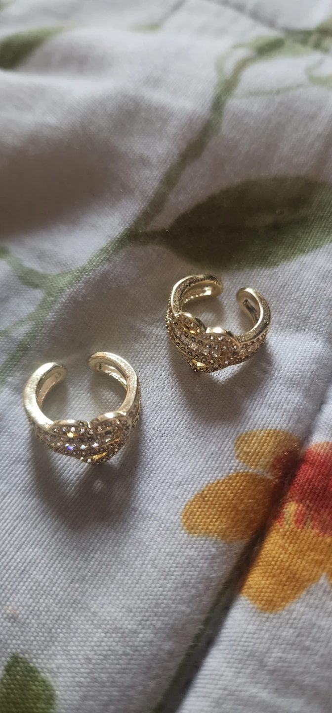 Gold plated Heart Ear Cuffs with Crystals